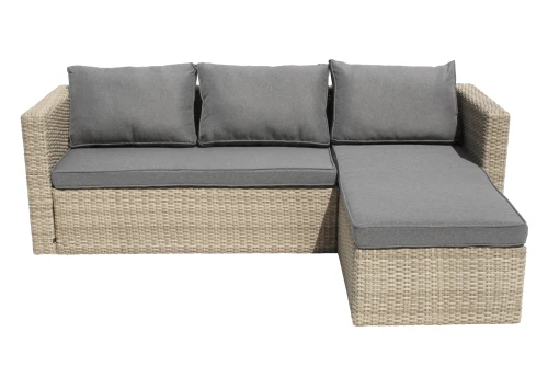 Набор мебели Окланд  арт.GS003 светло-серый, серый 1 уп. (стол поливуд+2 дивана ротанг светло-серый, подушки серые) "Garden story"