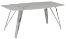 Стол обеденный Соар-2 F-1690,160х90х76 см, бело-серая керамика/хром серебро Стол обеденный Соар-2 F-1690,160х90х76 см, бело-серая керамика/хром серебро