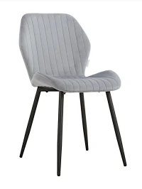 DC825 Стул мягкий, СЕРО-ГОЛУБОЙ#G62-85 велюр, каркас металл черный КРУГЛЫЙ