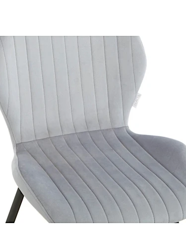 DC825 Стул мягкий, СЕРО-ГОЛУБОЙ#G62-85 велюр, каркас металл черный КРУГЛЫЙ