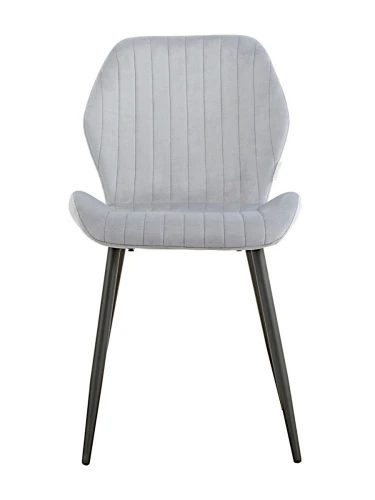 DC825 Стул мягкий, СЕРО-ГОЛУБОЙ#G62-85 велюр, каркас металл черный КРУГЛЫЙ