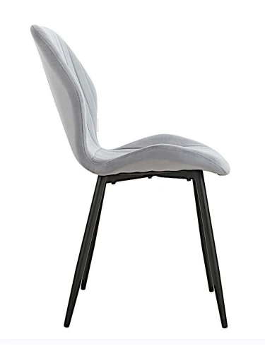 DC825 Стул мягкий, СЕРО-ГОЛУБОЙ#G62-85 велюр, каркас металл черный КРУГЛЫЙ