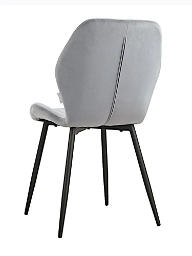 DC825 Стул мягкий, СЕРО-ГОЛУБОЙ#G62-85 велюр, каркас металл черный КРУГЛЫЙ