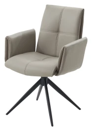 Стул STIG 360 град. поворот.  HF017-11 / HF017-12 Бежевый, экокожа / Черный каркас, ®DISAUR
