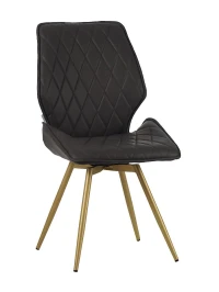 DC231 Стул мягкий поворотный 180, АНТРАЦИТ экокожа, каркас металл, шампань КРУГЛЫЙ