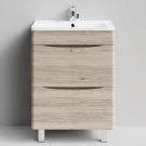 Тумба Адель 60 напольный, Дубослив ореховый светлый ПВХ 3445 Vodok с раковиной в комплекте