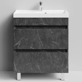 Тумба Бест 70  напольный, Мрамор Графит софт тач ПВХ 4044-3 Vodok с раковиной в комплекте