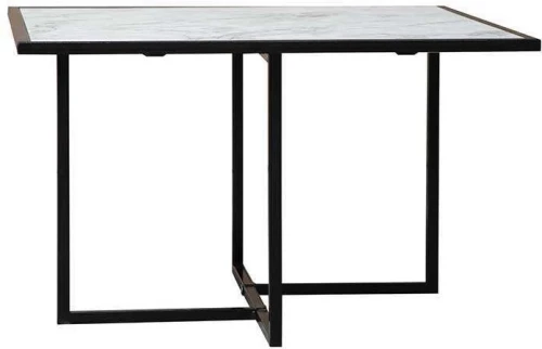 Скарлетт стол журнальный квадратный с рамкой Белый мрамор/черный
