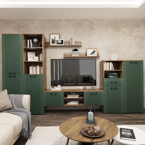 Тумба «Монреаль» 1Д КМК 0986.3, дуб канзас/зеленый матовый