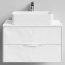 Тумба Липс 80, базовая Белая эмаль, матовая, 2 ящика, подвесной Vodok с раковиной в комплекте
