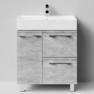 Тумба Мальта 70 напольный, ящики и дверь, Горный камень ПВХ 57807, левый Vodok с раковиной в комплекте