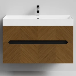 Тумба Элато 100 подвесной, Дуб цвет 5 Vodok с раковиной в комплекте