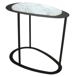 Стол журнальный МеталлАрт М024 белый мрамор/черный