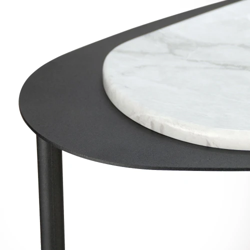 Стол журнальный МеталлАрт М024 белый мрамор/черный