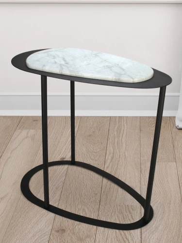 Стол журнальный МеталлАрт М024 белый мрамор/черный
