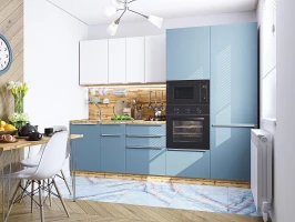 Кухня прямая модульная Фьюжн-07 Silky White/Silky Blue Silky White/Silky Blue 2140*2700*600