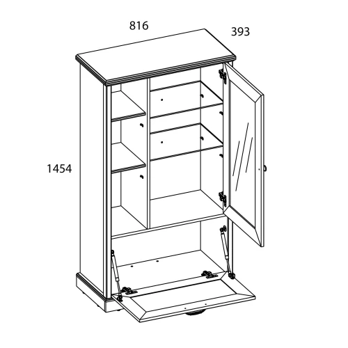 TOSCANA NEW, Шкаф с витриной 1V1D3N. Цвет ПЕРСИДСКИЙ ЖЕМЧУГ/КАНЬОН