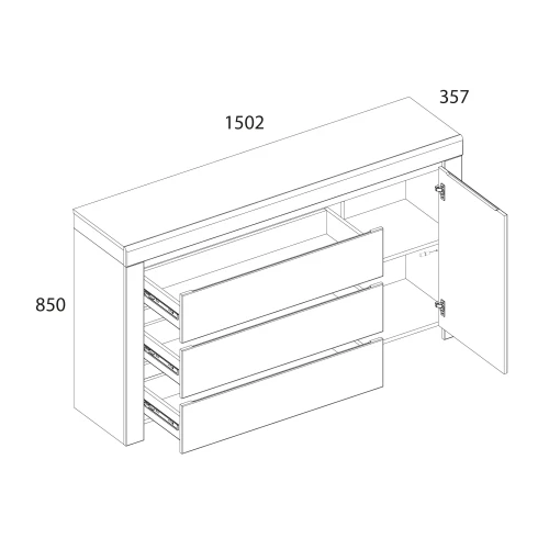 Тумба 1D3S, TAURUS, цвет белый\дуб вотан