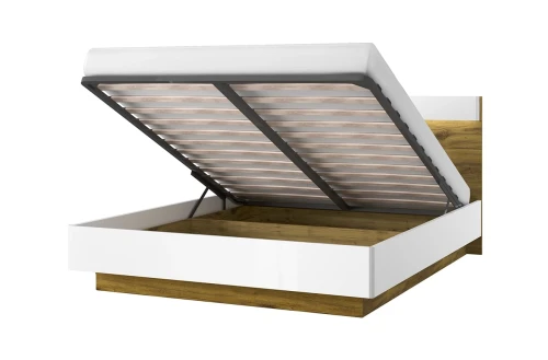 Кровать 160 с подъемником, TORINO, цвет белый/Дуб наварра