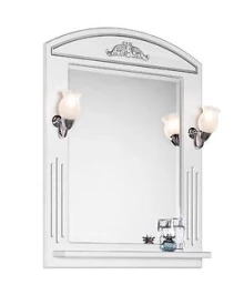 Зеркало Кармен 75, патина серебро, белое, со светильником