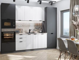 Готовый кухонный гарнитур Евро Лайн-01 Белый/Антрацит