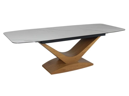 Стол обеденный SIGNAL DOLCE Ceramic Statuario Venato белый/дуб 180-240/95