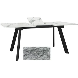 Стол LARSEN 138*83+40 Столешница закал стекло, Мрамор 24, каркас черный