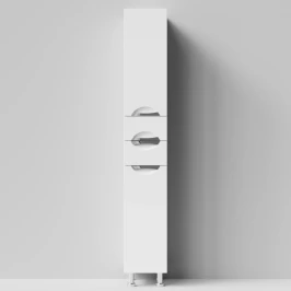 Пенал Лира 30 напольный, белый, левый, бельевая корзина