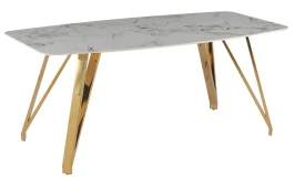 Стол обеденный Соар-2 F-1690,180х90х76 см, серо-золотая керамика/золото