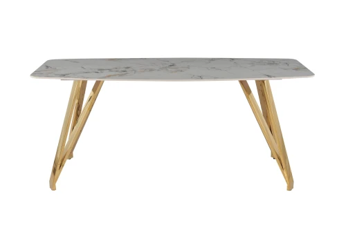 Стол обеденный Соар-2 F-1690,180х90х76 см, серо-золотая керамика/золото