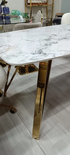 Стол обеденный Соар-2 F-1690,180х90х76 см, серо-золотая керамика/золото