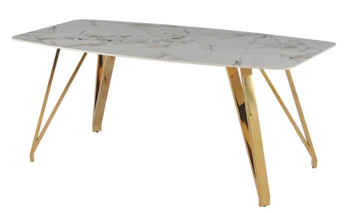 Стол обеденный Соар-2 F-1690,180х90х76 см, серо-золотая керамика/золото