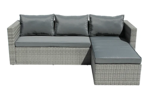 Набор мебели Окланд  арт.GS004 серый, серый 1 уп. (стол стекло+2 дивана ротанг серый, подушки серые) "Garden story"