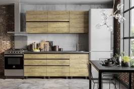 Готовая кухня Лофт 2.0 м, Венге, Черный янтарь