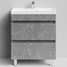Тумба Бест 70  напольный, Мрамор Серый софт тач ПВХ 4044-1 Vodok с раковиной в комплекте