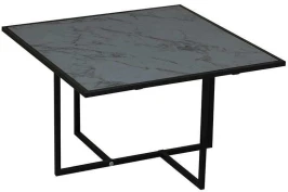 Скарлетт стол журнальный квадратный с рамкой Черный мрамор/черный