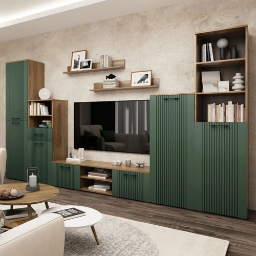 Тумба «Монреаль» 1Д1Я КМК 0986.4, дуб канзас/зеленый матовый