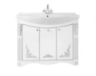 Тумба Кармен 105 напольный, патина серебро, белая, двери Vodok с раковиной в комплекте