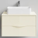 Тумба Липс 80, пример RAL 1015 Светлая слоновая кость, матовая, 2 ящика, подвесной Vodok с раковиной в комплекте