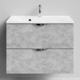 Тумба Марко 75 подвесной, ручки Хром, Горный камень ПВХ 57807 Vodok с раковиной в комплекте