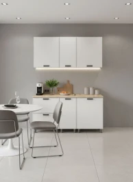 Готовый кухонный гарнитур МК Аленушка 1,6м в.4 Магнолия Молочный,скоба черный,сонома