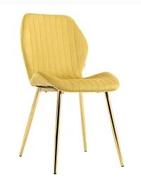 DC825 Стул мягкий, ГОРЧИЧНЫЙ#G62-21 велюр, каркас металл золото КРУГЛЫЙ