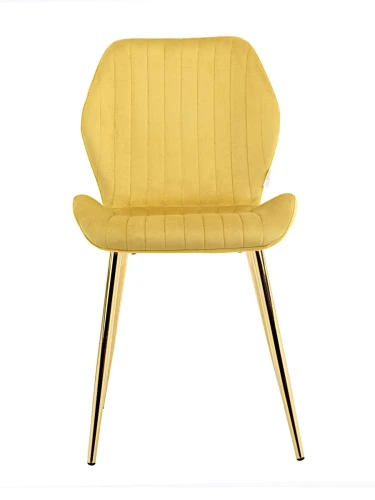 DC825 Стул мягкий, ГОРЧИЧНЫЙ#G62-21 велюр, каркас металл золото КРУГЛЫЙ