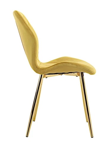 DC825 Стул мягкий, ГОРЧИЧНЫЙ#G62-21 велюр, каркас металл золото КРУГЛЫЙ