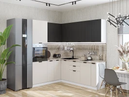 Модульная угловая кухня Евро Лайн-04 Агат/Антрацит Агат/Антрацит 2140*1800/2150*600