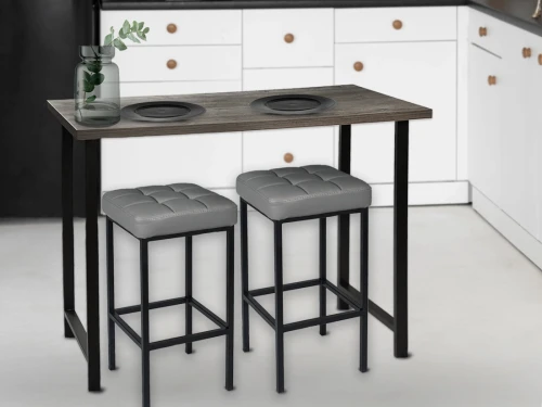 Стул «Камелот» ДП 2-07, кожзам «Темно-серый», каркас черный матовый