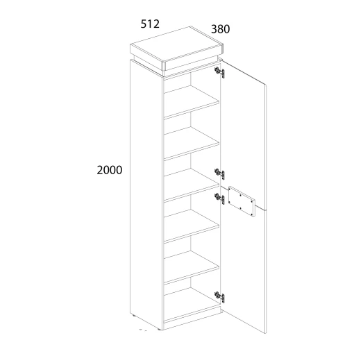 Шкаф 1D, TORINO, цвет белый/Дуб наварра