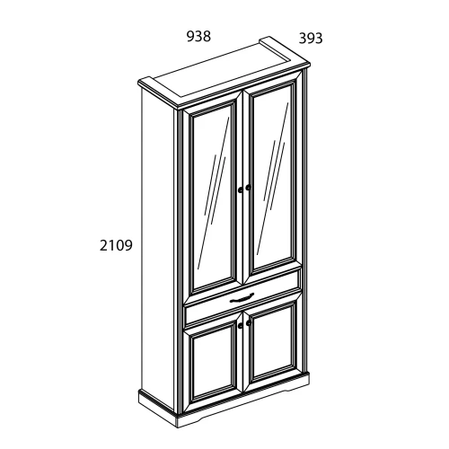 TOSCANA NEW, Шкаф с витриной 2V2D1S. Цвет ПЕРСИДСКИЙ ЖЕМЧУГ/КАНЬОН