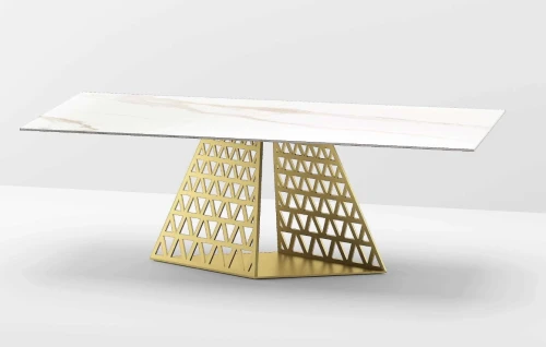 Стол ENNA 220 KL-188 Контрастный мрамор матовый, итальянская керамика/ каркас цвета шампань, ®DISAUR