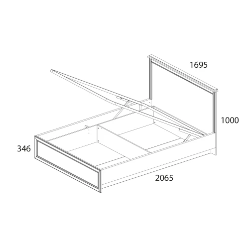 Кровать 160 с подъемником, MONAKO, цвет Сосна винтаж/дуб анкона
